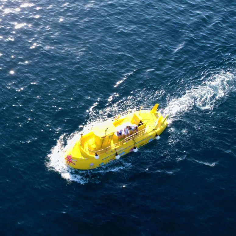 Yellow Malinska semisubmarine at sea